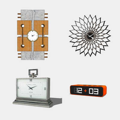  现代钟表时钟su模型 