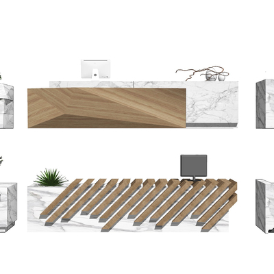 现代前台接待台su模型