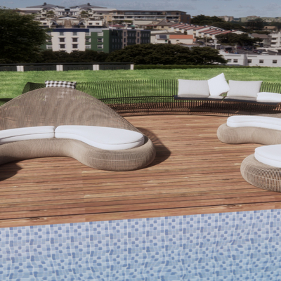  现代藤编户外沙发su模型 