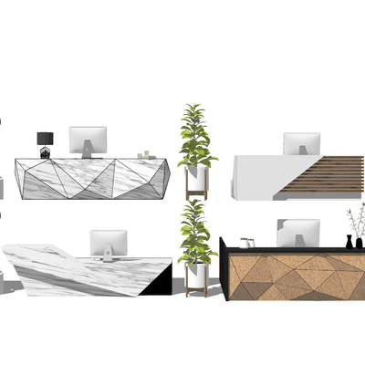 现代前台接待台su模型