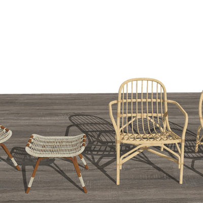 现代藤编休闲椅su模型