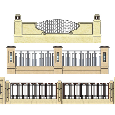 歐式圍牆護欄su模型