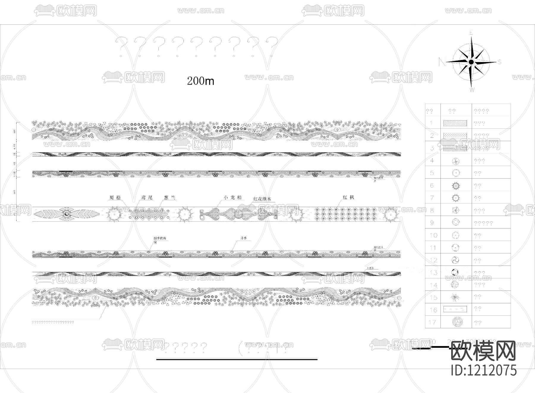 金寨路景观绿化设计平面图下载（渲染图1）