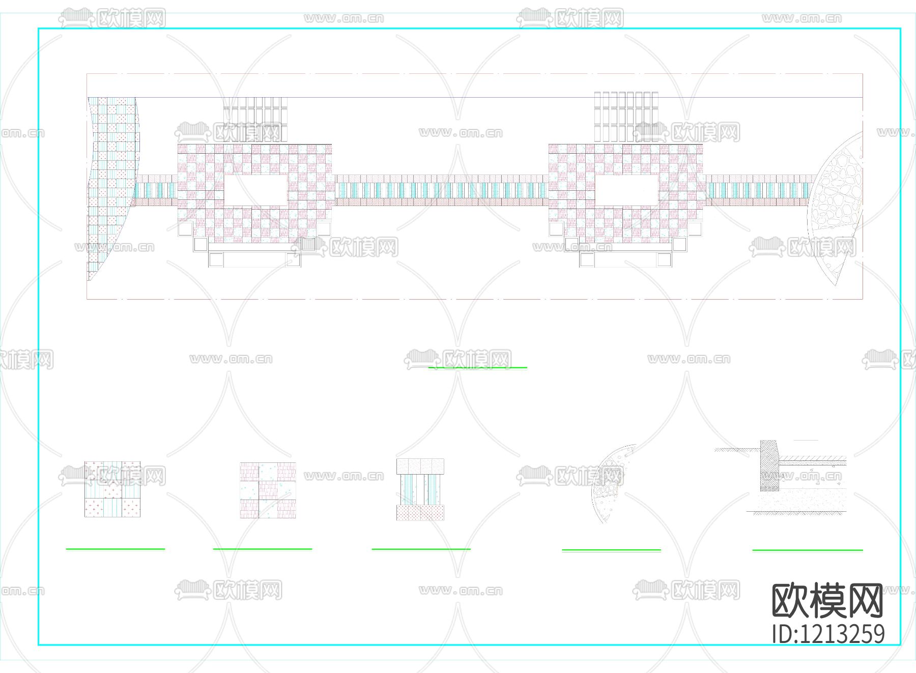园路铺装施工图下载（渲染图2）