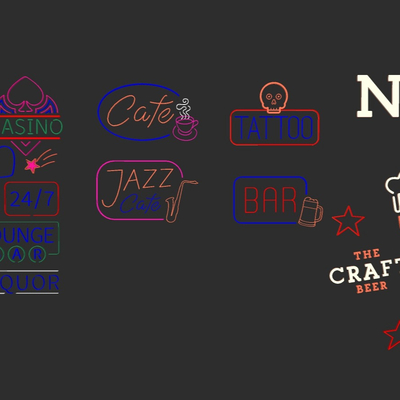  现代霓虹灯su模型 