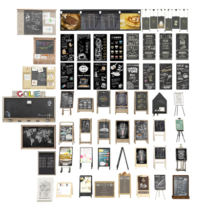  现代黑板餐牌画架广告牌su模型 