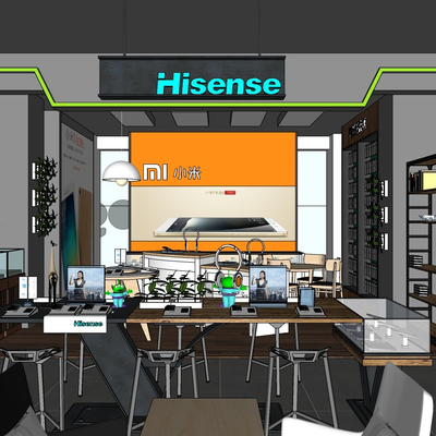  现代手机数码专卖店su模型 