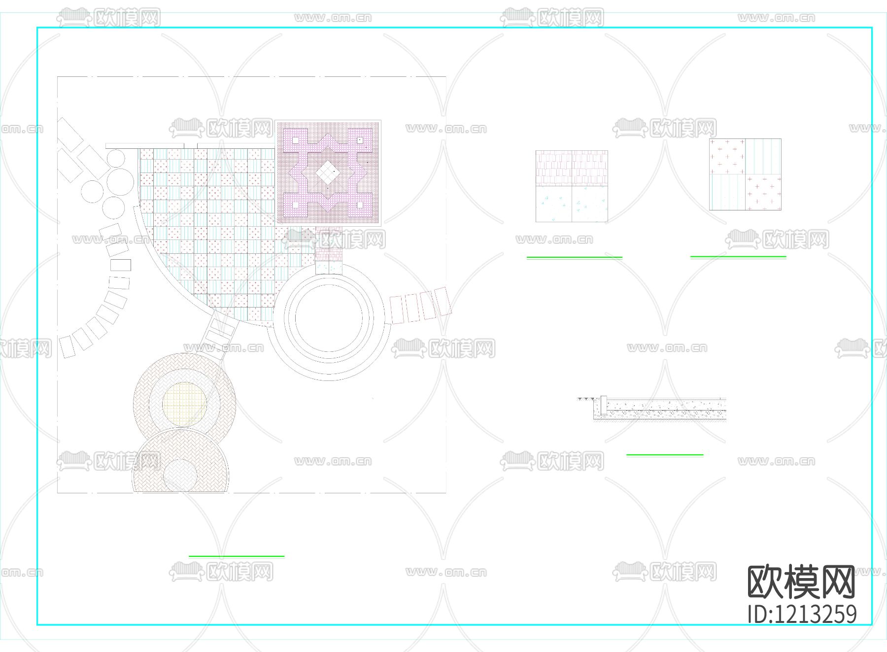 园路铺装施工图下载（渲染图1）