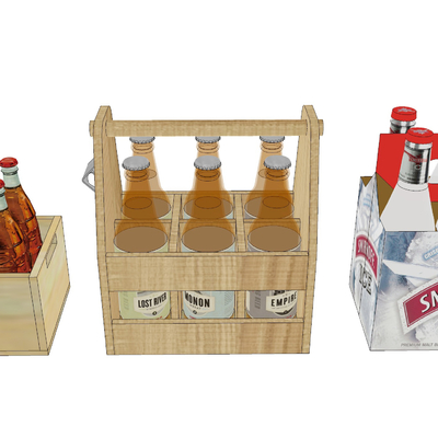 现代啤酒酒瓶酒杯su模型