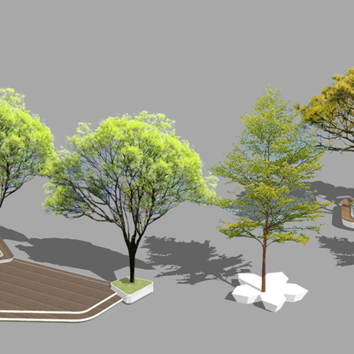 现代景观树su模型