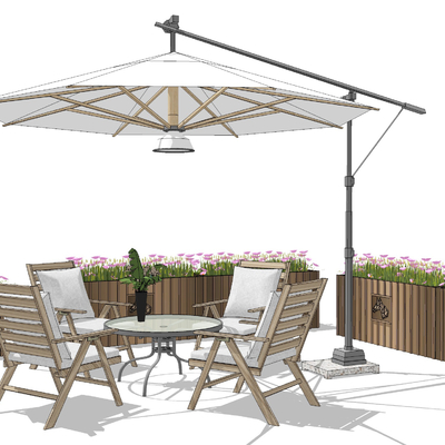  现代户外休闲桌椅su模型 