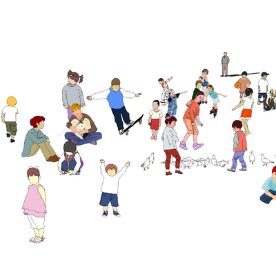 现代儿童人物su模型