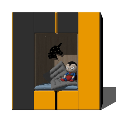  现代儿童收纳柜su模型 