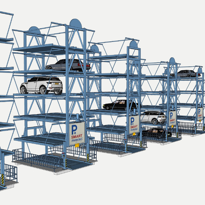  现代升降式停车场su模型 