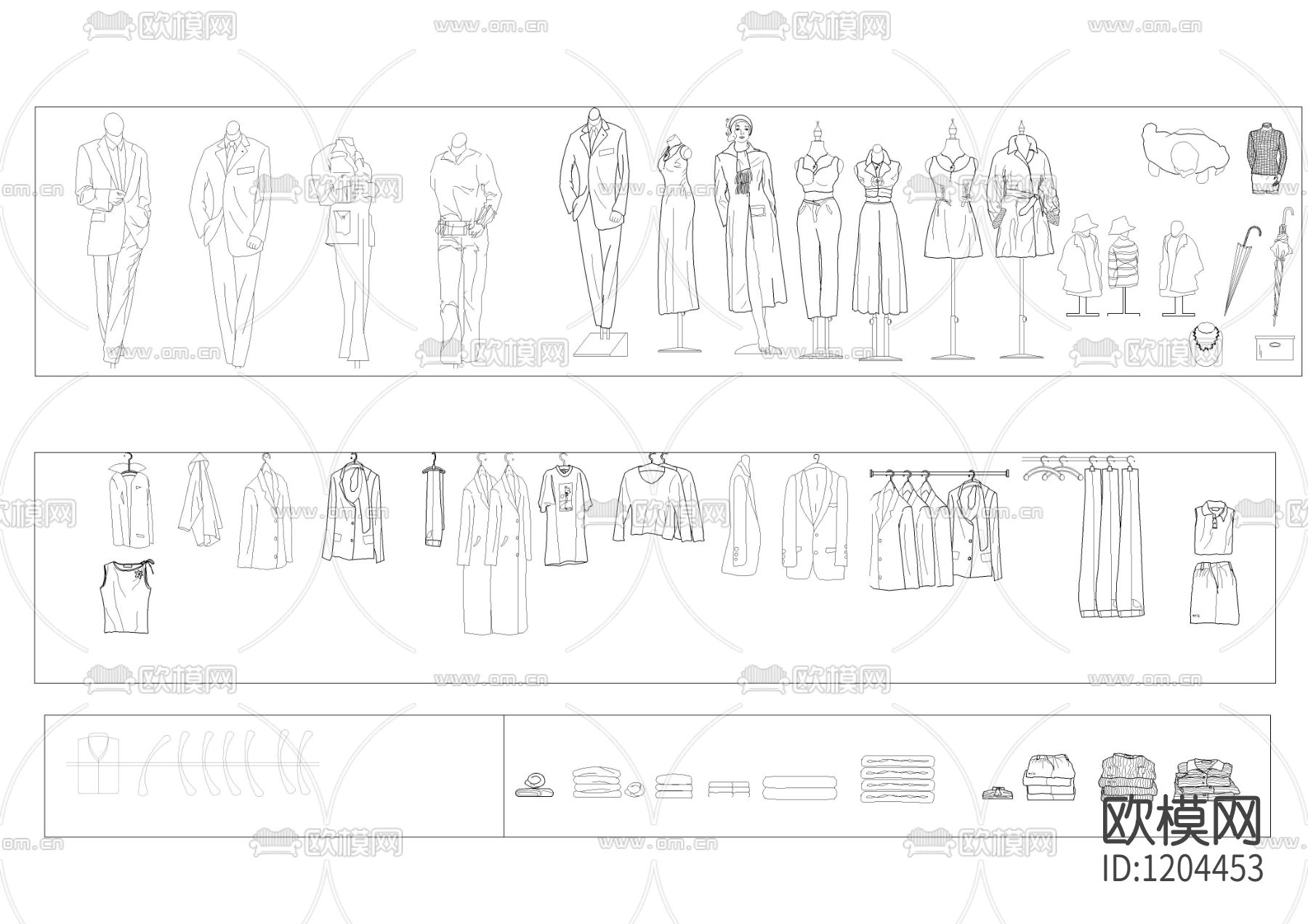 CAD模特衣服服饰鞋子包帽子眼镜衣架系列图库下载（渲染图4）