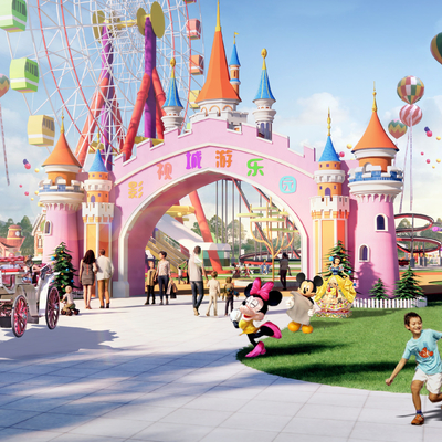  现代儿童乐园入口大门su模型 