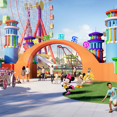  现代儿童乐园入口大门su模型 