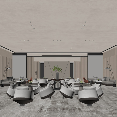  现代办公休息区su模型 