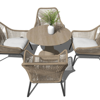  现代户外休闲桌椅su模型 