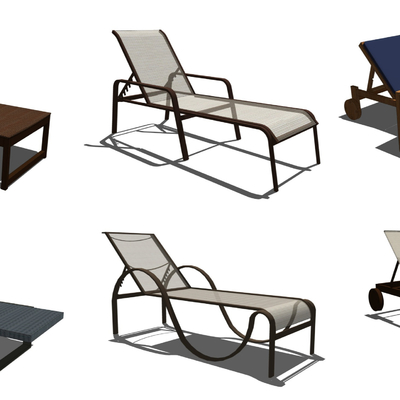  现代户外躺椅su模型 