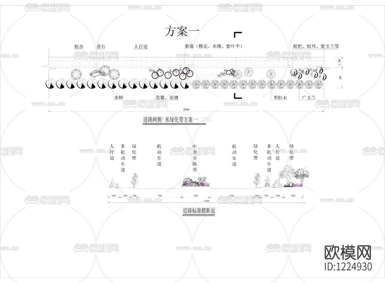 道路兩側(cè)綠化模式圖施工詳圖下載