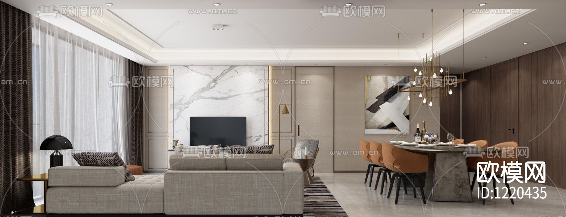 江苏常州新城143M²洋房样板间下载（渲染图1）