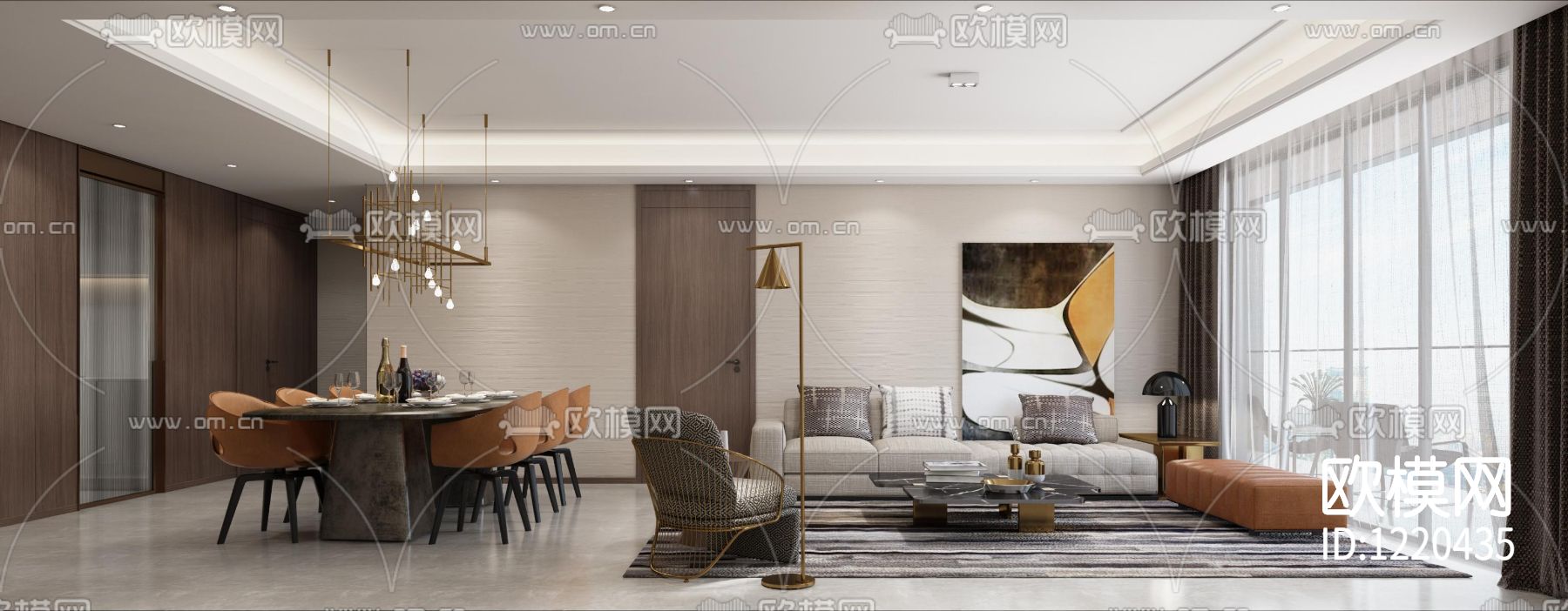 江苏常州新城143M²洋房样板间下载（渲染图2）