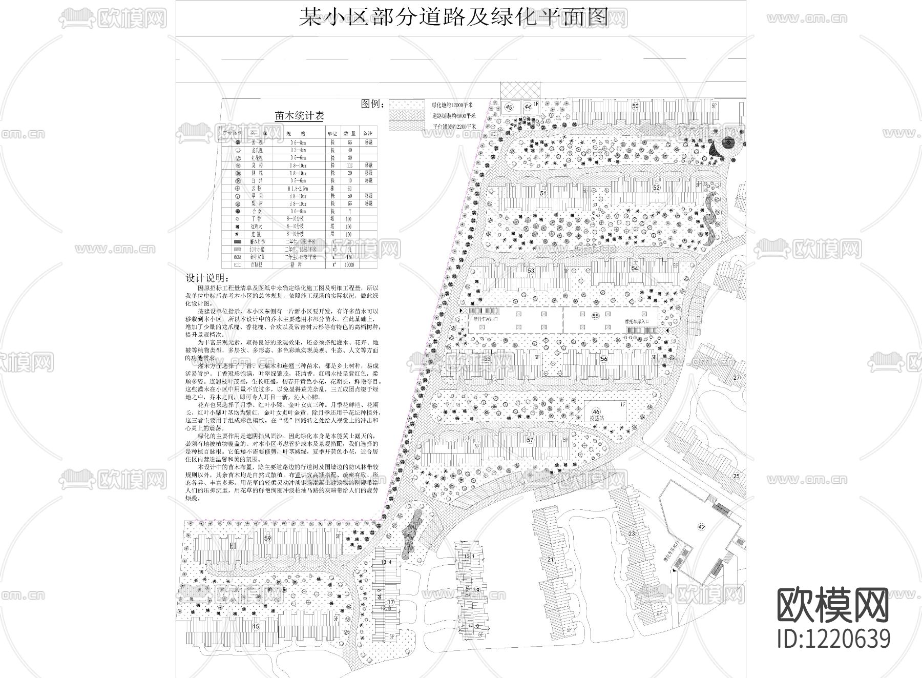 某小区部分道路及绿化平面图下载