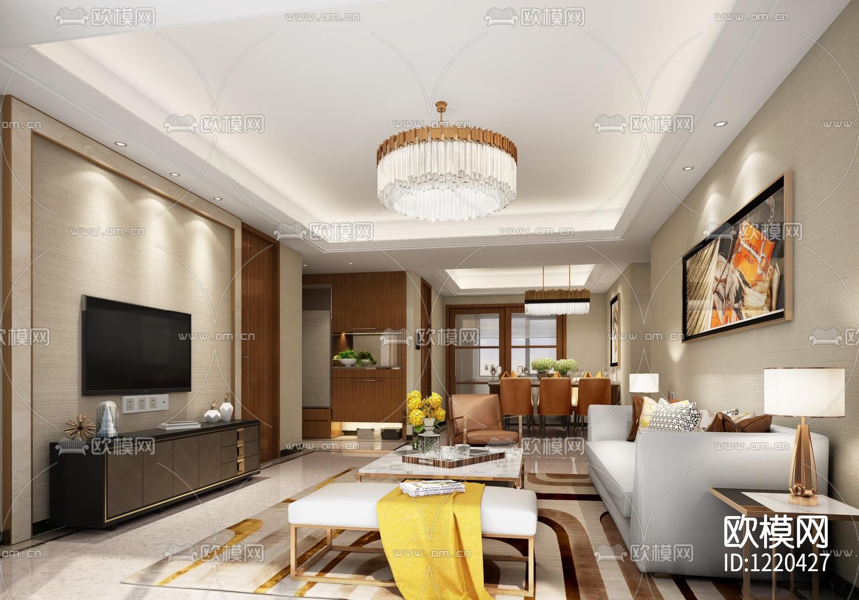 济南旭辉地产标准配置105B户型样板间下载（渲染图4）