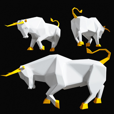几何牛雕塑3d模型