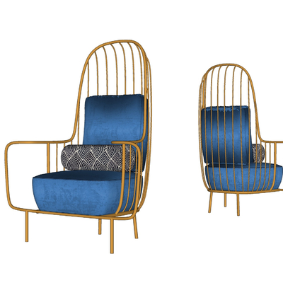  现代高背布艺休闲沙发su模型 