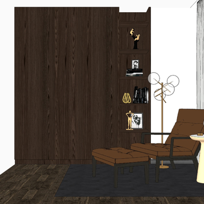  现代布艺休闲躺椅su模型 