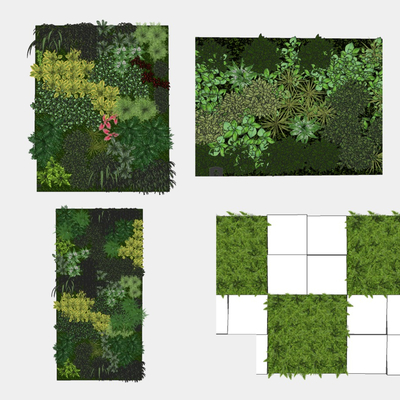  现代植物墙su模型 