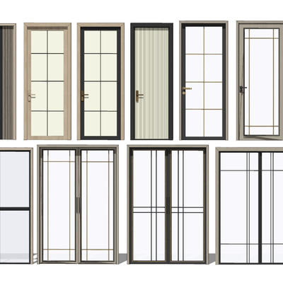 现代玻璃门家装木门su模型