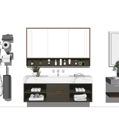 现代卫浴小件洗手台浴室柜su模型