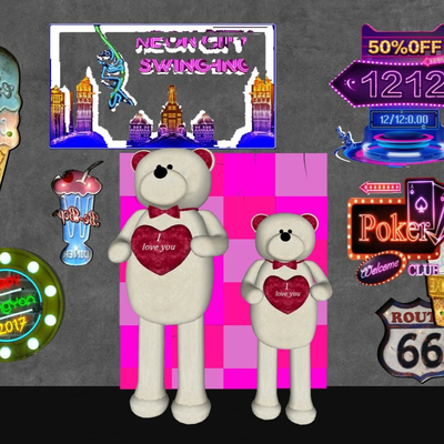  现代霓虹灯su模型 