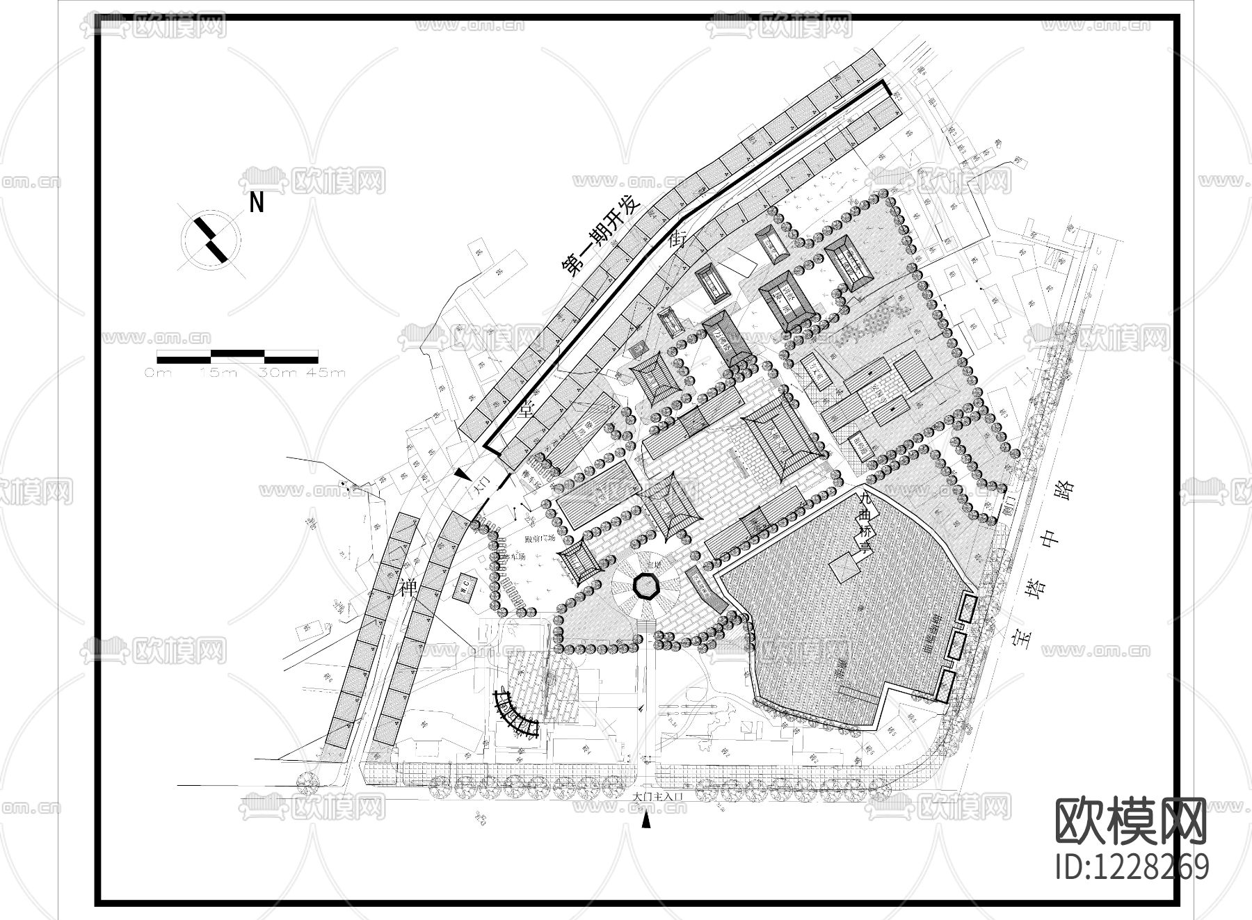 公园寺庙景观规划设计图纸下载