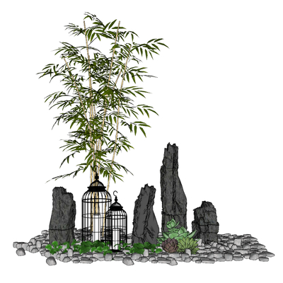 日式庭院景观小品su模型