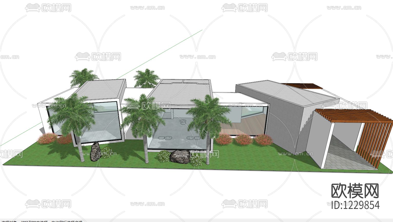 300平方休闲屋方案下载（渲染图2）