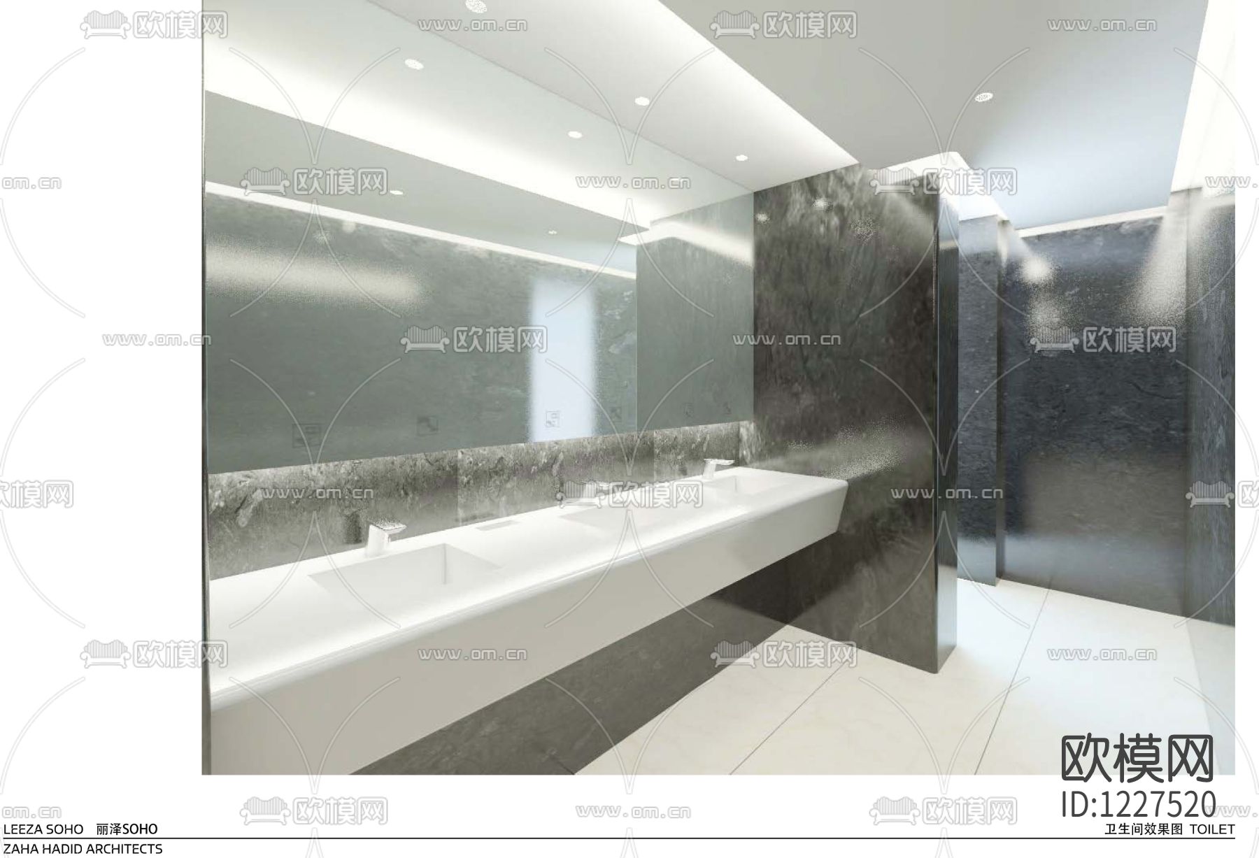 北京丽泽SO​HO办公样板层施工图下载（渲染图2）