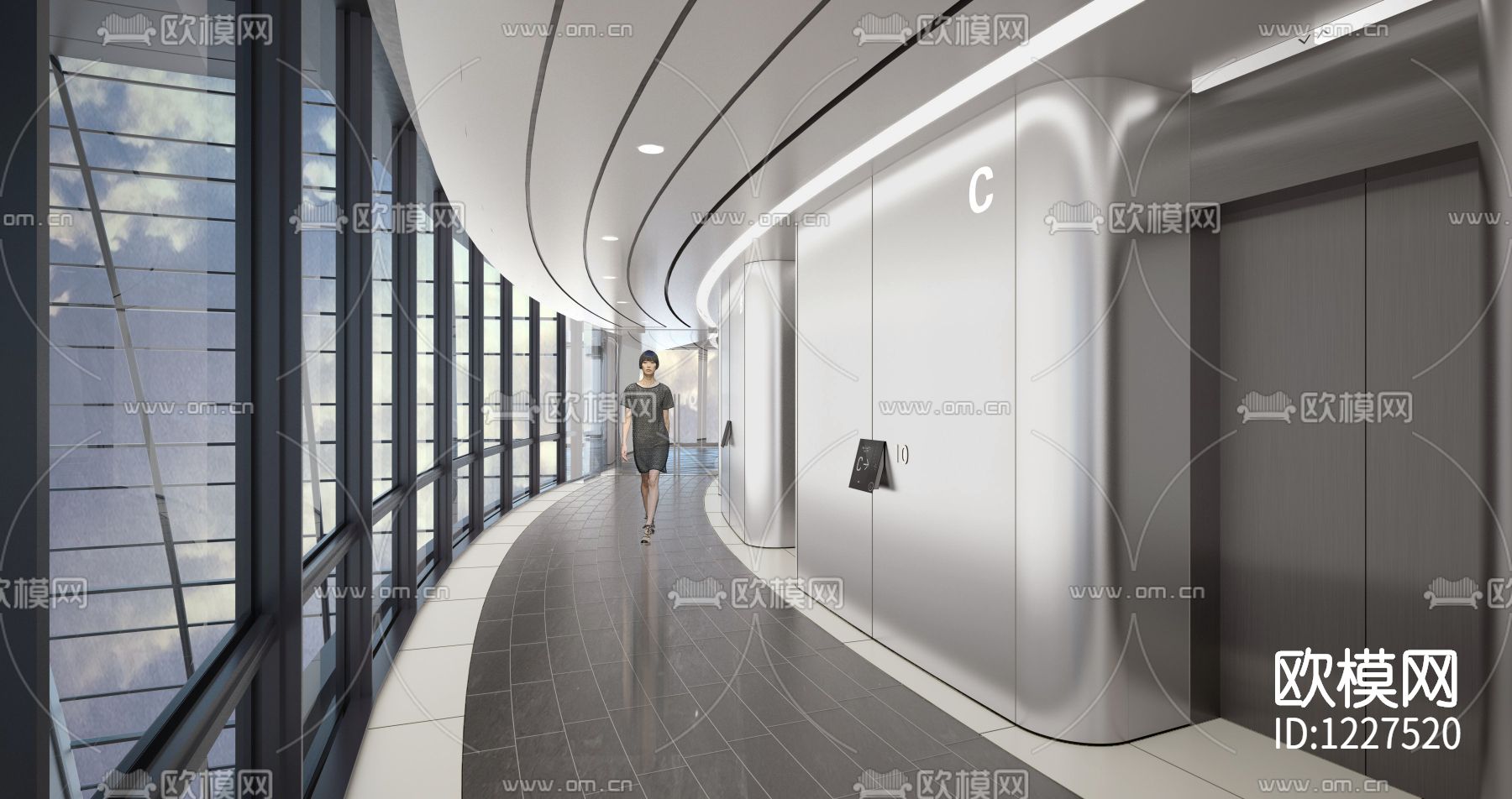 北京丽泽SO​HO办公样板层施工图下载（渲染图1）