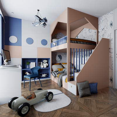  现代儿童房su模型 