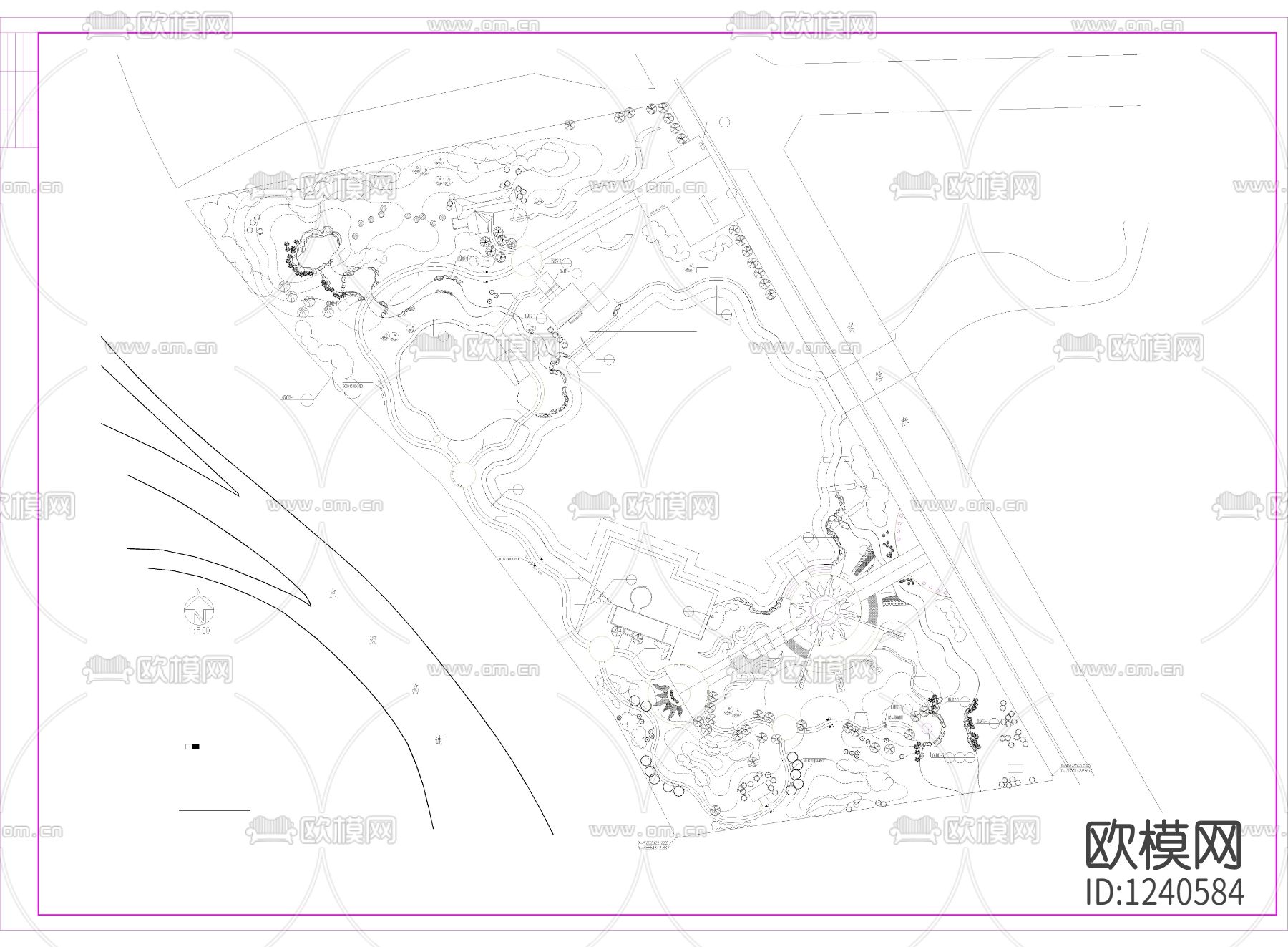 河北太阳湖公园景观施工图下载
