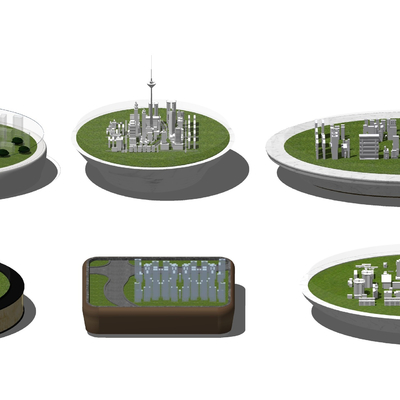  现代售楼处沙盘展台su模型 