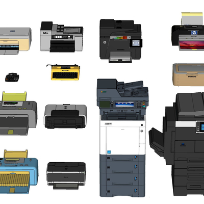  现代打印机扫描仪复印机su模型 