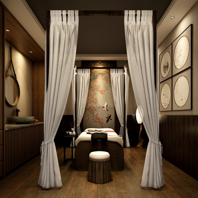  中式SPA美容院按摩房su模型 