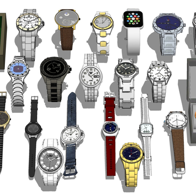  现代手表机械表su模型 