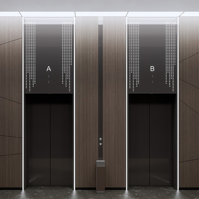  现代电梯间su模型 