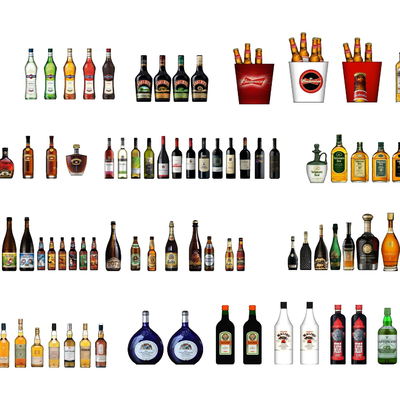  现代红酒洋酒酒瓶su模型 