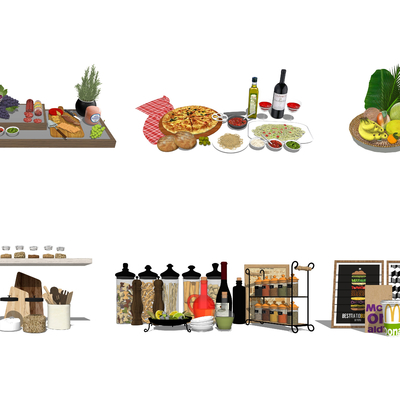  现代食物蔬菜水果su模型 